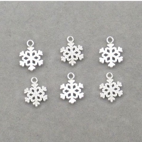 Sterling Silver Snowflake Charm Pendant 6mm Charms Findings for Handmade Pure Fine Jewelry Making Wholesale Bulk