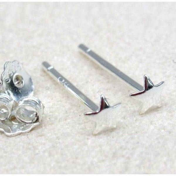 Sterling Silver Earrings Sticks Posts Star Head Studs 3x3mm Earring Findings for Handmade Pure Fine Jewelry Making Wholesale Bulk