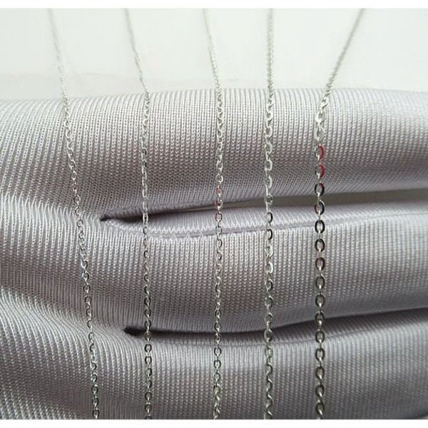 Sterling Silver Cable Chain 1; 1.1; 1.2; 1.45; 1.6mm by 10 cm Chain Findings for Handmade Pure Fine Jewelry Making Wholesale Bulk