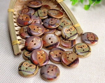 5 en bois Flatback Boutons Hibou 2 Trous 15 x 40 mm Sewing Craft UK Vendeur Mixte Oiseau