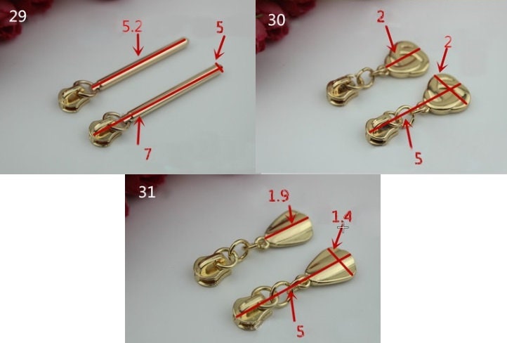 Gold Heart 15mm Zipper Pull 1PC Replacement Designer Button Louis Vuitton  Charm