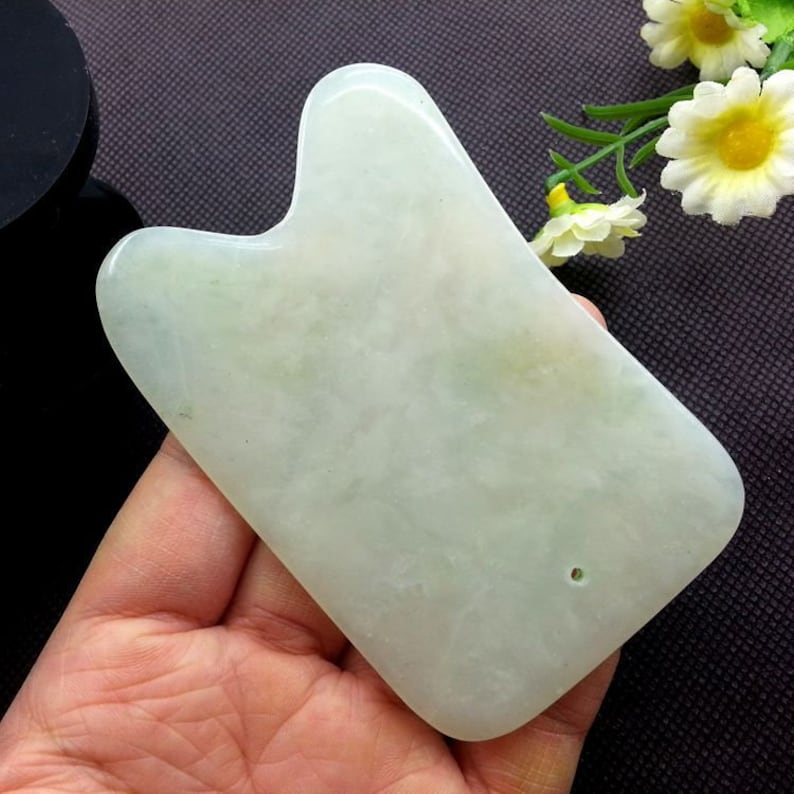 Natural Xiuyan Jade Gua Sha Board 80 50 4 mm 3 inch Green Face Etsy