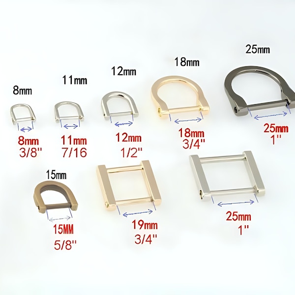 D-Ring Screw Buckle Square Rectangular Clasp Thick Zipper Puller Horse Shoe Vachette Webbing Strap Holder Connector Purse Bag Belt Hardware