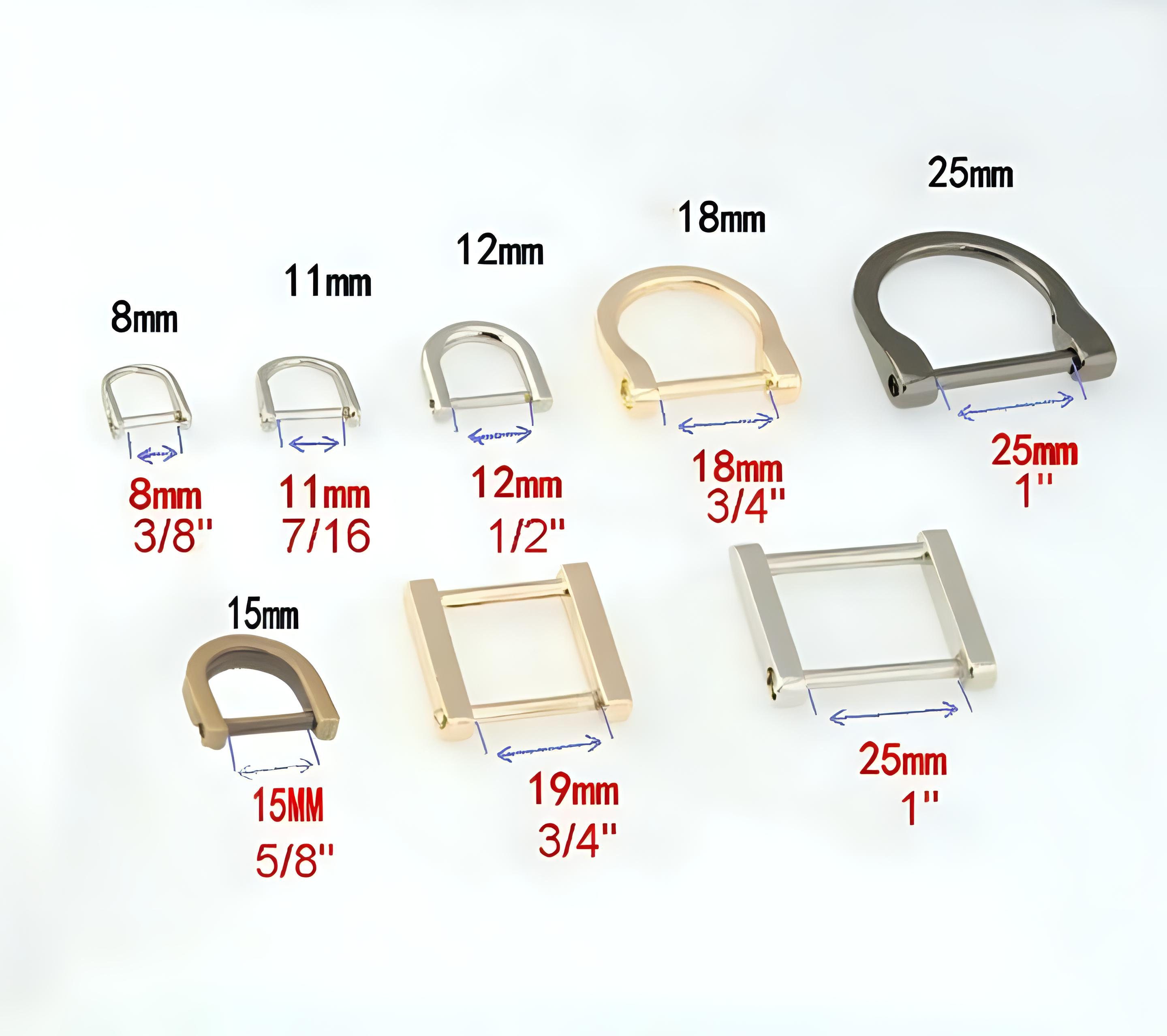 CraftOnTheCouch D-Ring Screw Buckle Square Rectangular Clasp Thick Zipper Puller Horse Shoe Vachette Webbing Strap Holder Connector Purse Bag Belt Hardware