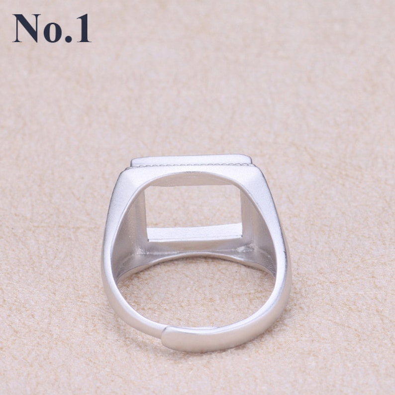 Sterling Silver Adjustable Ring Square Setting 12 14 mm 12 916 925 Antique Boho Vintage Jewelry Rings Bases Gemstone Stone Cabochon Bulk