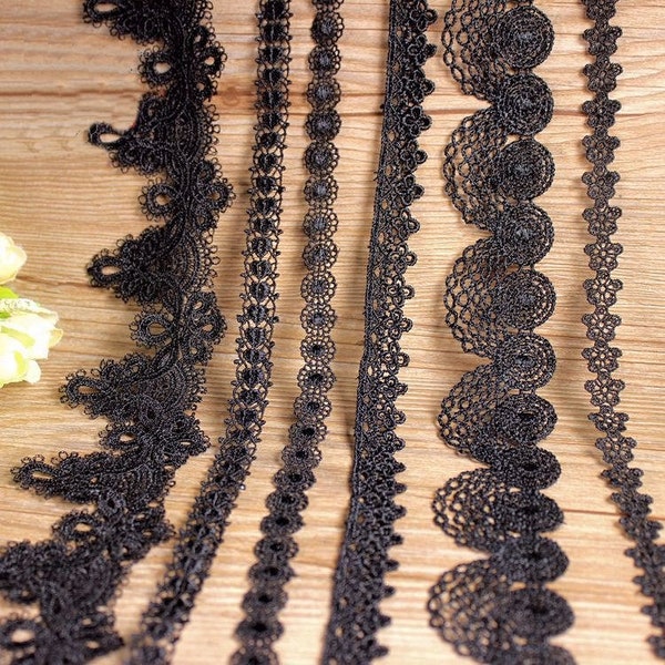 Noir Crochet Dentelle Coton Garniture Pour Thong Bikini Motif Top Rideau Vintage Tissu Ruban par yard Bordure décorative En gros