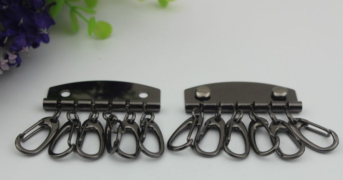 6 Hooks Metal Key Holder Plate 47mm 1 14/16 Pouch Spring Etsy