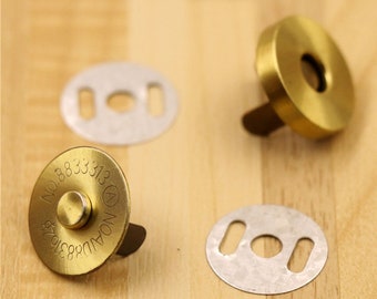 Solide Raw Brass Magnetic Snap avec broches 18mm 11/16 pouces Fermeture ronde Fixation Bouton Sac à main Sac à bandoulière Couture Cuircraft Hardware Bulk