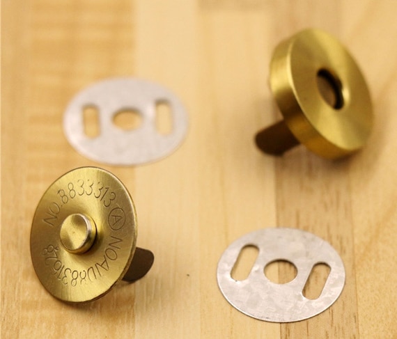 2 Sew-On Magnetic Snaps for Bags 18 mm, brass