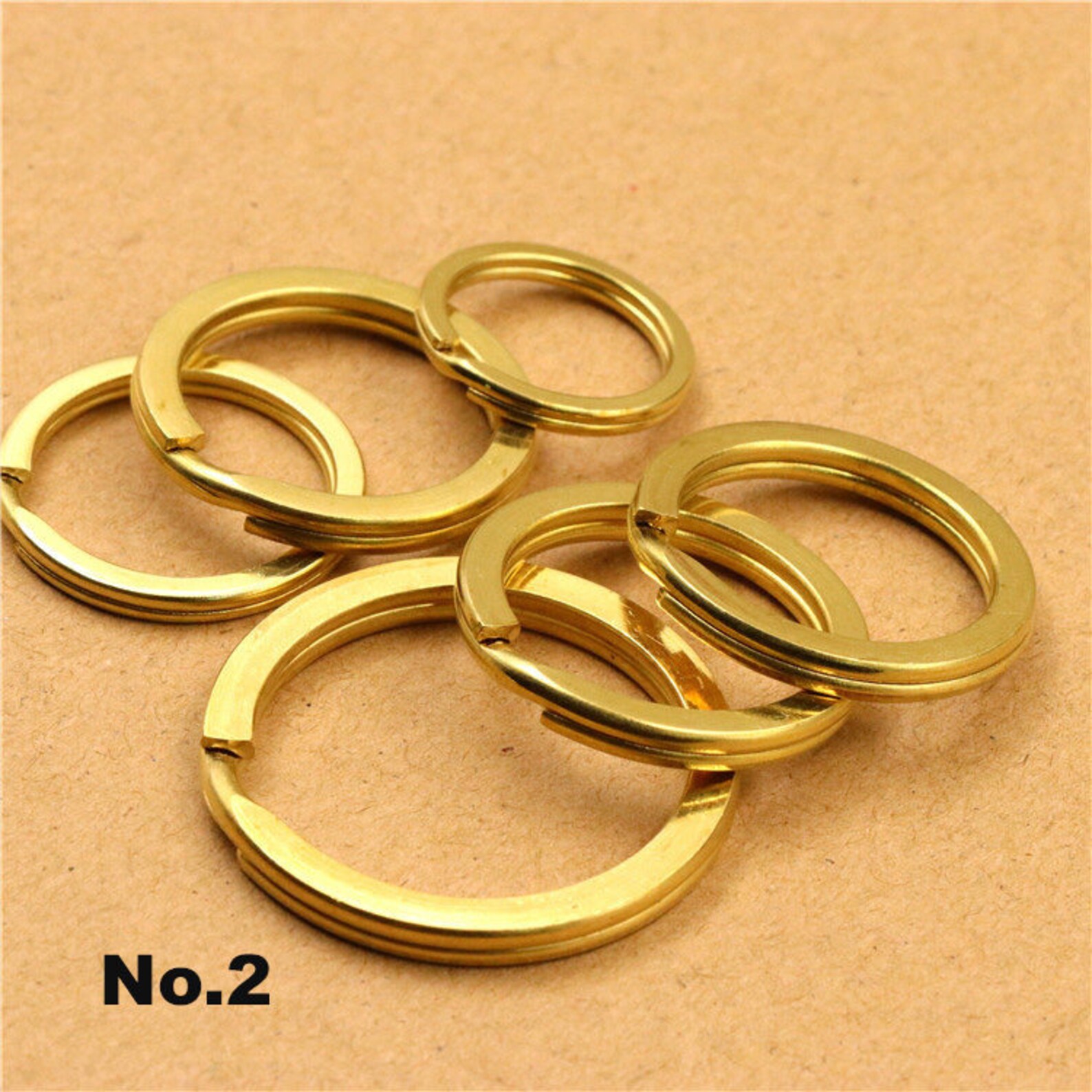 Solid Brass Split Key Ring Round Flat Hang Chain Hook DIY Etsy