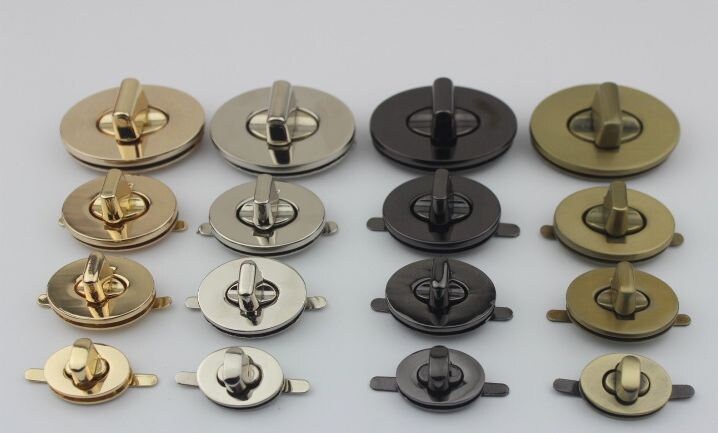 Metal Oval Twist Turn Lock Purse Flap Knob 23 29 35 mm Gold Silver Bl…