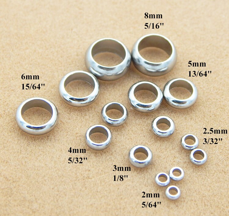 Surgical Stainless Steel Silver Tone Silver Large Hole Spacer Beads 2…