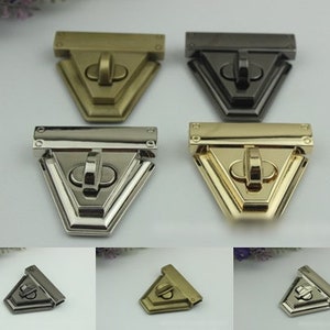 Cierre giratorio triangular para bolsos, herrajes dorados, plateados, bronce, 1/10 piezas, hechos a mano, para hacer bolsos, metal, 50 mm, 2", suministros al por mayor