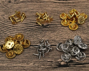 Set Nail Tie Tac Tack Lapel Pin Back Clutch Scatter Butterfly Clasp Squeeze Round Pinch Clip Badge Hat Bag Brooch Collar Vest Cap