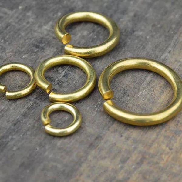 Solid Brass Open Jump Rings 5-26mm Connector 18 16 12 10 8 7 Gauge Color DIY Jewelry Finding Heavy Duty Hardware