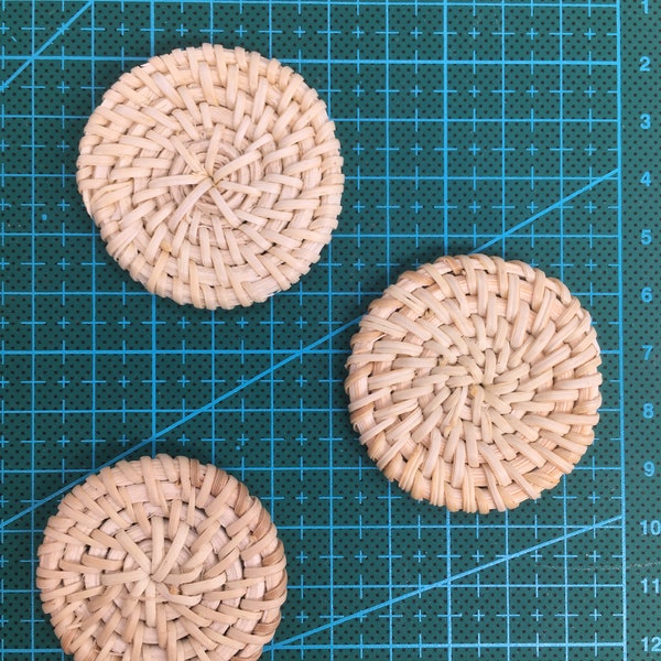 Phone Grip Socket Supply Natural Rattan Wood Earring Disc Hoop 43mm-1-5/8" Coin Charms Handwoven Woven Boho Jewelry Making Wholesale Bulk