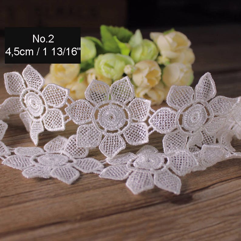 Embroidered Daisy Flower Lace Trim Etsy