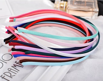 16 Mixed Color Satin Covered Headband Bands 5 mm DIY Craft Hair Accessory