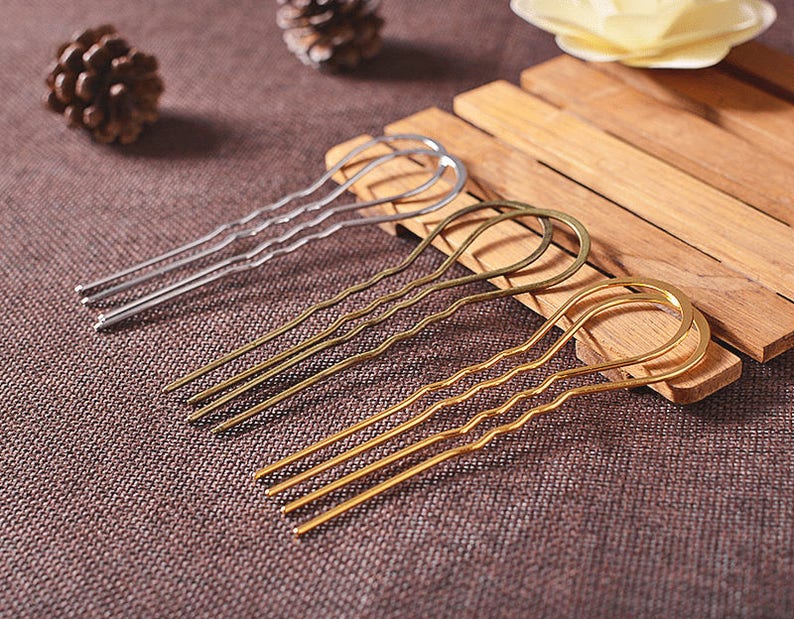 3x10.5cm Metal U-Shape Wavy Hair Fork Pin Hairpin Slide Bun Holder Stick Barette Cheveux Chignon Pick Arch Decoration Long Hair Accessories image 1