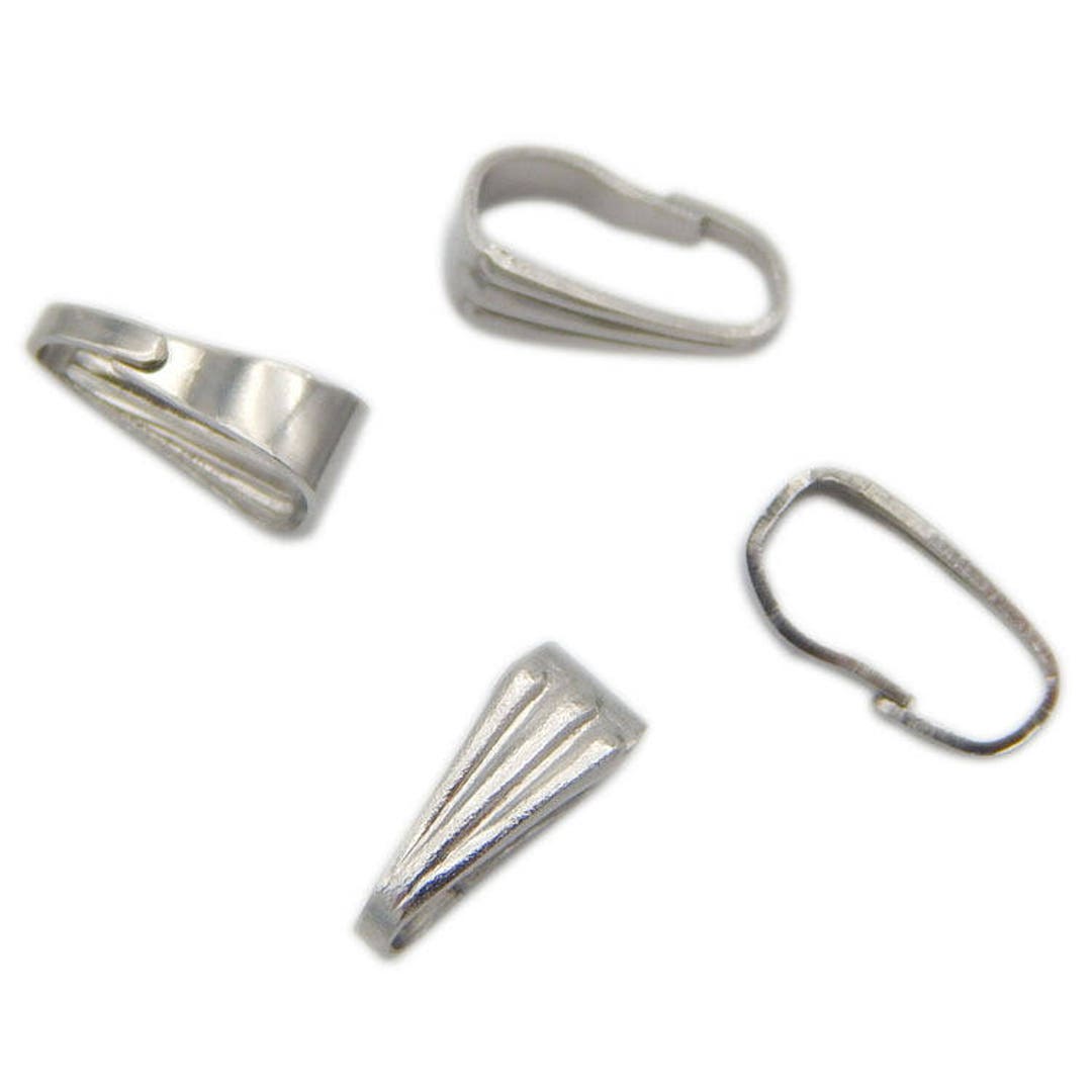 100PCS Stainless Steel Snap On Bails Pinch Clips Clasp Bail