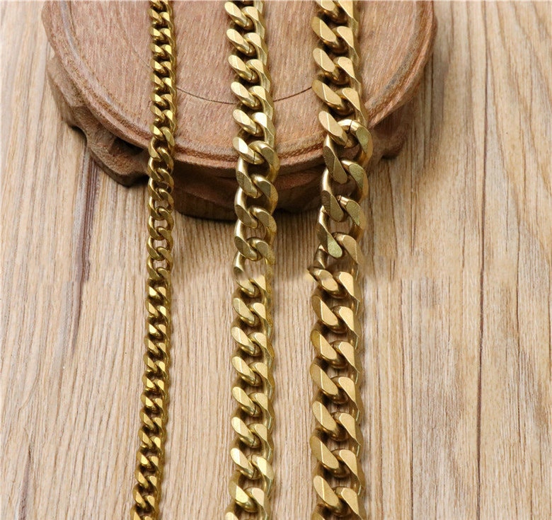 Thick Fancy Link Curb Chain Strap With Diamond Cut Accents GOLD Luxury Chain  Bag Strap 3/8 Wide Choose Length & Hooks/clasps 