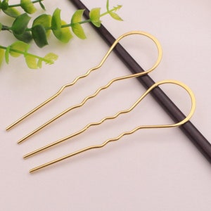 3x10.5cm Metal U-Shape Wavy Hair Fork Pin Hairpin Slide Bun Holder Stick Barette Cheveux Chignon Pick Arch Decoration Long Hair Accessories image 7