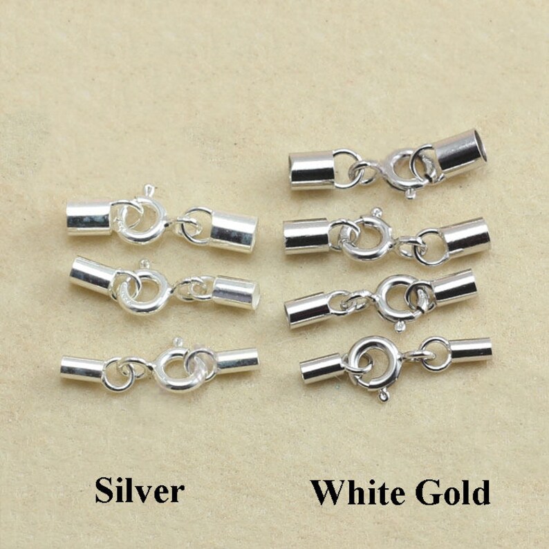 Solid 925 Sterling Silver Leather Tube Cord Chain Glue End Etsy
