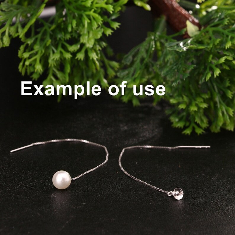Cup Chain Long Earring Thread Setting 1030100pcs Wholesale Made to Order Base Fine 925 6-8 mm For One Pearl Bead No Prongs Sterling Silver