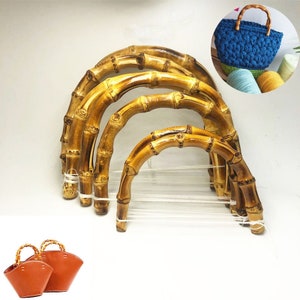 1 Pair of Bamboo Bag Round Arch Handles 125 175mm 5 7 Straps Design Handbag Purse Clutch Bag DIY Replacement Wood Boho Hardware Accessories image 1