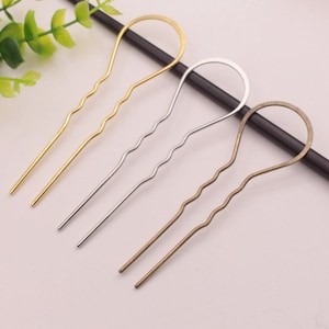 3x10.5cm Metal U-Shape Wavy Hair Fork Pin Hairpin Slide Bun Holder Stick Barette Cheveux Chignon Pick Arch Decoration Long Hair Accessories image 5