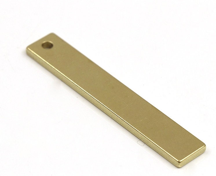 Solid Brass Bar Bead Plate Flat Rectangle Front Drilled Hole 60mm