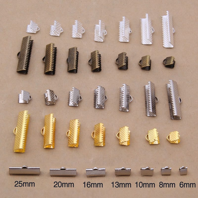 SUNNYCLUE 1 Box 100Pcs 10 Styles Cord end caps Brass Ribbon Ending Clasp  Terminators Crimp End Tips Cap Jewelry Findings for Women Adults DIY  Bracelet Necklace Jewelry Making 