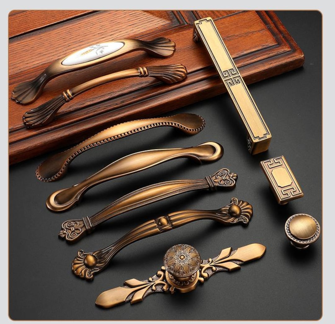 Vintage Ornate Bronze Metal Handles Baroque Victorian Art Deco