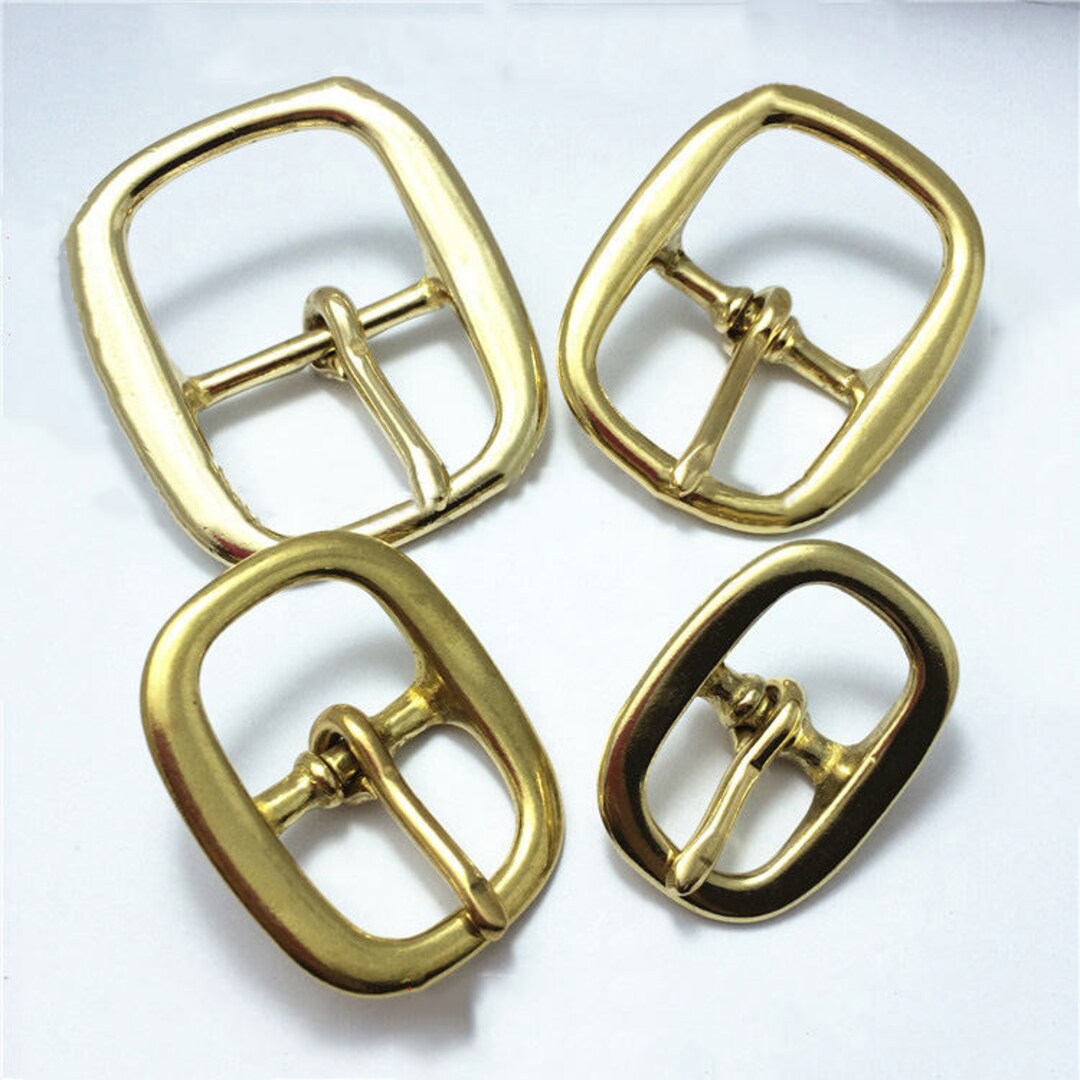 Solid Brass Oval Belt Buckle Center Bar Single Prong Pin Tongue Collar ...