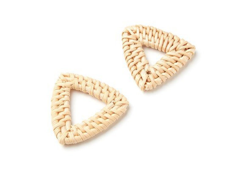 Natural Rattan madera aretes aros 38x35mm triángulo de madera | Etsy