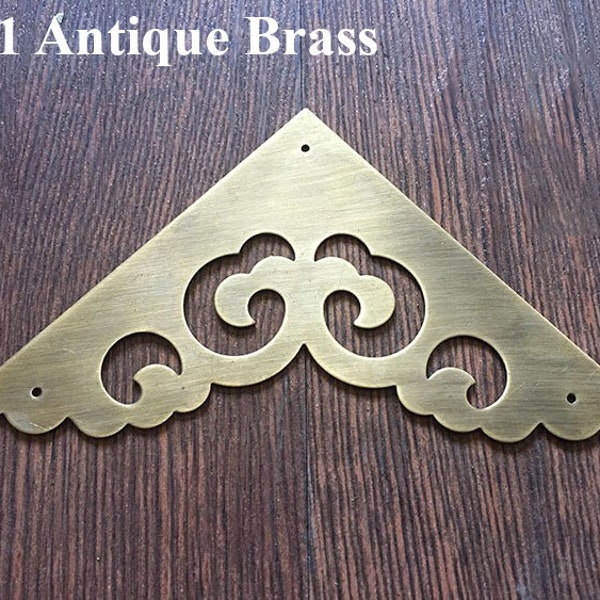 Decorative Triangle Flat Corner Protector Guard Wave Bracket Decor Jewelry Box Chest Case Furniture Hardware Vintage Bronze Brass 30 37 65mm