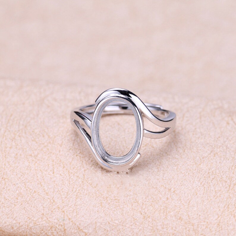 Sterling Silver Adjustable Mount Ring Oval Bezel Setting Blank Etsy