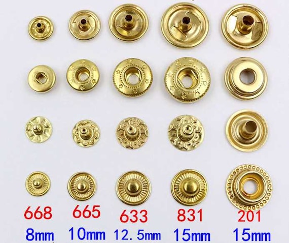 Solid Brass Round S Spring Snap Button 8 10 12 15 Mm Rivet Segma Press Stud  Popper Tich Fastener Closure Leathercraft Bag Clothes Diary 