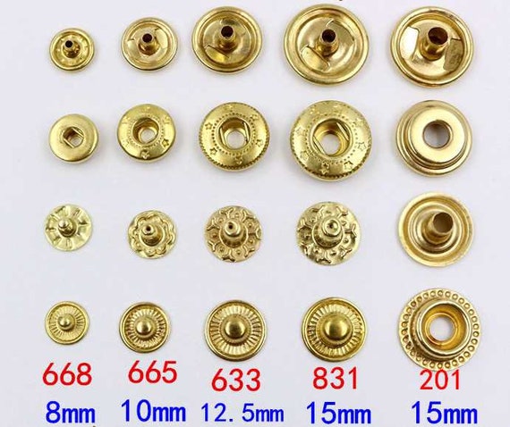 20set Solid Brass Snap Fasteners Metal Snaps Button 8/10/12.5/15mm | WUTA