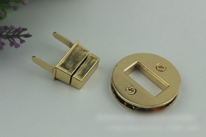 Round Square Twist Turn Lock Bag Hardware Gold Silver Gunmetal - Etsy