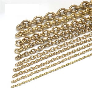 Solid Brass Thick Smooth Chunky Cable Chain Link 0.8-4 mm Thickness Unfinished Men Necklace Neck Heavy Duty Crossbody Bag Purse Wallet Strap