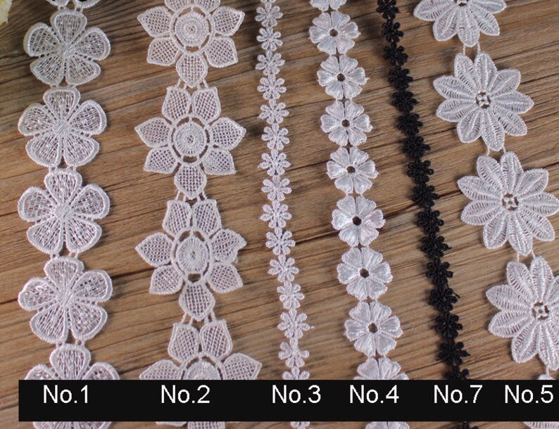 Embroidered Daisy Flower Lace Trim Etsy