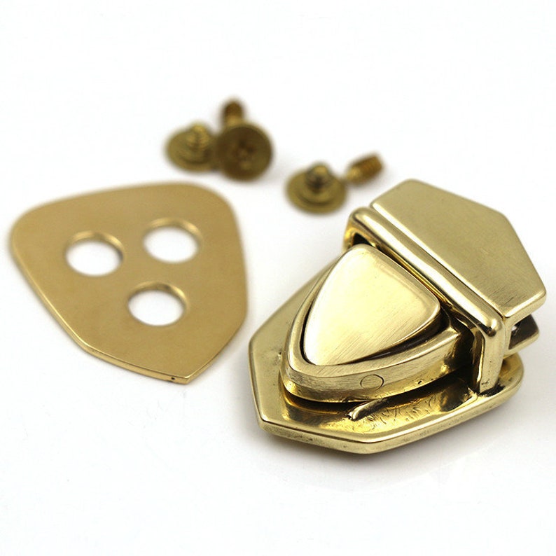 Solid Brass Thumb Catch Tuck Lock Triangle Flap Clasp Closure Etsy