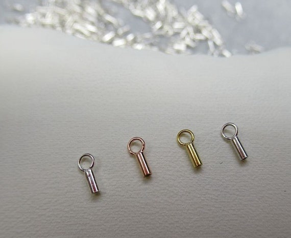 Sterling Silver Crimp Tube End Cap With Loop 0.7mm Chain Findings for  Handmade Pure Fine Jewelry Making Wholesale Bulk 