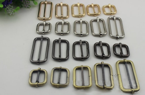 20MM GOLD COLOUR LEATHER CRAFT// BELT MAKING // 10 X BUCKLE /& KEEPER WITH CHAIN