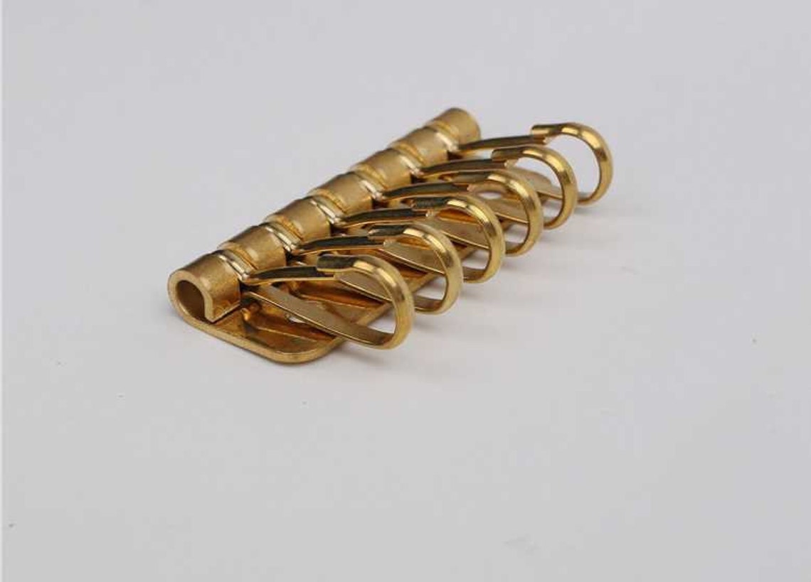 6 Hooks Solid Brass Key Holder Plate 2 Inch Pouch Spring Snap Etsy