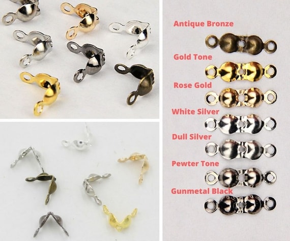7mm Antique Silver Calottes Necklace End Tips Crimp Knot Covers PICK QUANTITY