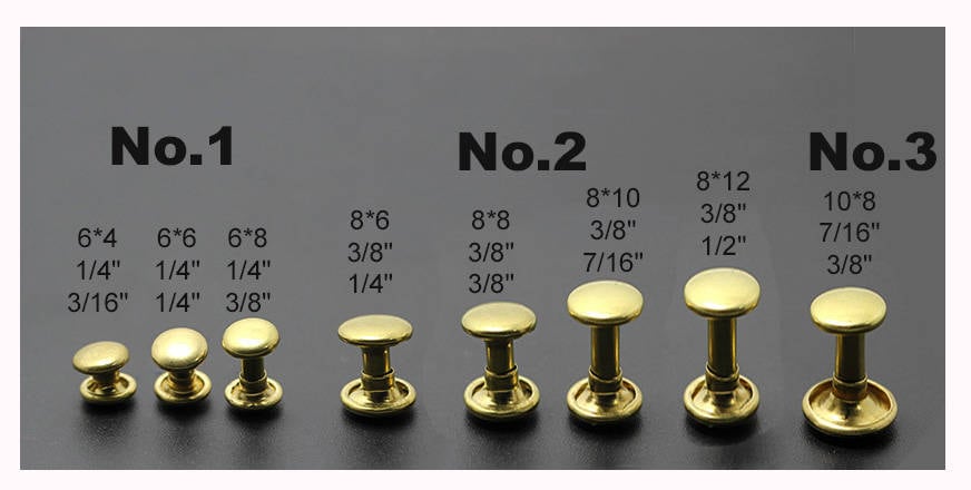 20 Sets Leather Rivets Silver Tone 6mm Double Cap Brass Rivet Studs 