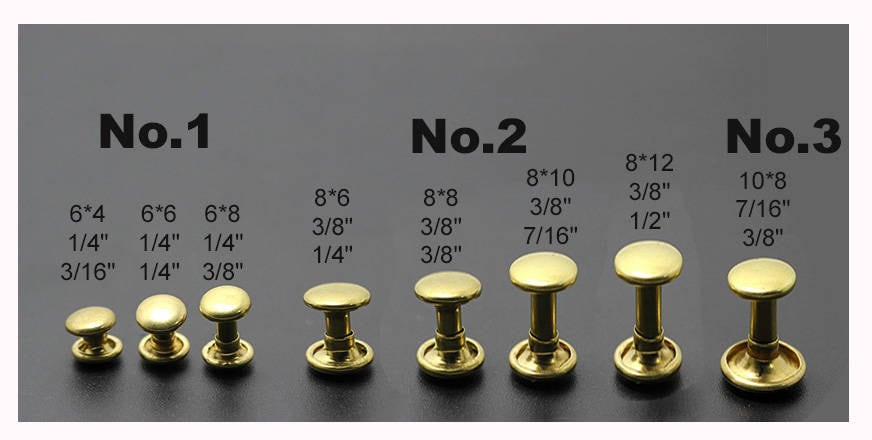 copper rivets and burr # 12 - 10 pack - 4 sizes T4-6-8