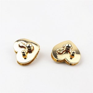 Heart Twist Turn Lock Bag Hardware Gold 1/10 pcs Handmade Purse Handbag Making Metal 34 mm 1 3/8 Supplies image 4